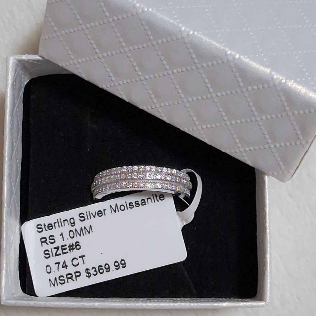 925 Ss Moissanite Diamond Eternity Band Size 6 200$